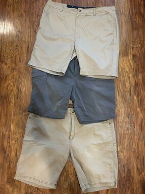 Black and Charcoal Flat Front Men's Shorts Bundle of Three summer